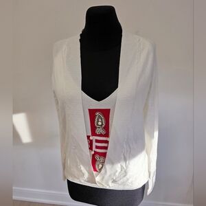 Etincelle Angora Blend Sweater With Embellished Crystals & Pearl Detail